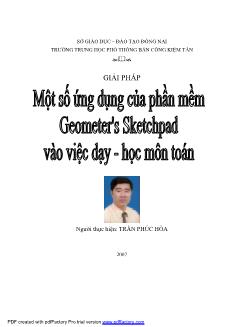 Đề tài Giải pháp Một số ứng dụng của phần mềm Geometer's Sketchpad vào việc dạy - học môn Toán