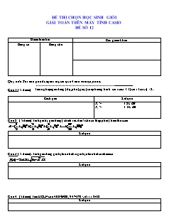 Đề thi chọn học sinh giỏi giải toán trên máy tính Casio đề số 12