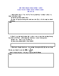 Đề thi chọn học sinh giỏi giải toán trên máy tính Casio đề số 20