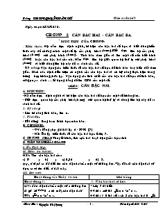 Giáo án Đại số 9 - Chương I : Căn bậc hai, căn bậc ba -  Giáo viên: Nguyễn Thị Quang