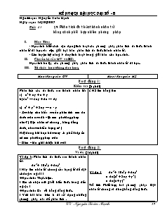 Giáo án Đại số khối 8 - Tiết 13: Phân tích đa thức thành nhân tử bằng cách phối hợp nhiều phương pháp