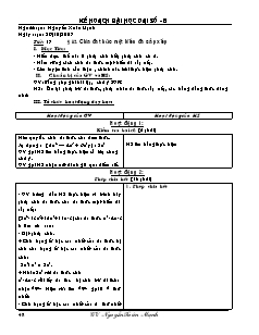 Giáo án Đại số khối 8 - Tiết 17: Chia đa thức một biến đã sắp xếp