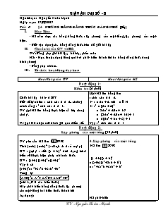 Giáo án Đại số khối 8 - Tiết 6: Những hằng đẳng thức đáng nhớ (tiếp)