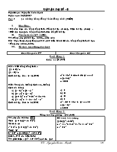 Giáo án Đại số khối 8 - Tiết 7: Những hằng đẳng thức đáng nhớ (tiếp)