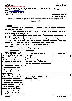 Giáo án Đại số lớp 9 tuần 10 tiết 19: Nhắc lại và bổ sung các khái niệm về hàm số