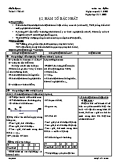 Giáo án Đại số lớp 9 tuần 11 tiết 21: Hàm số bậc nhất