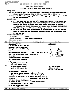 Giáo án Hình học 9 tiết 60: Diện tích xung quanh và thể tích của hình nón, hình nón cụt