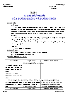 Giáo án Hình học lớp 9 tuần 13 tiết 25: Vị trí tương đối của đường thẳng và đường tròn