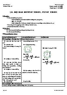 Giáo án Hình học lớp 9 tuần 27 tiết 51: Độ dài đường tròn, cung tròn