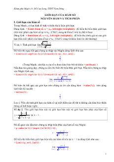 Khám phá Maple 11 - Chương 3: Giới hạn của hàm số nguyên hàm và tích phân