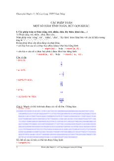 Khám phá Maple 11 - Chương 4: Các phép toán một số hàm tính toán, rút gọn khác