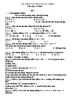 Bài kiểm tra môn Đại số 9 (bài 2)