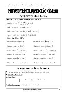 Bài tập chủ điểm về phương trình lượng giác – luyện thi đại học