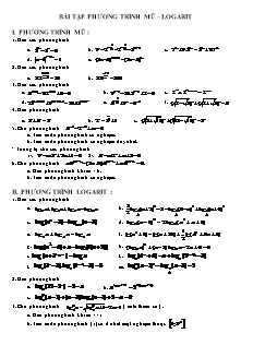 Bài tập phương trình mũ – logarit