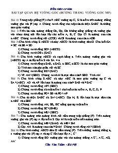 Bài tập Quan hệ vuông góc (đường thẳng vuông góc mặt phẳng)