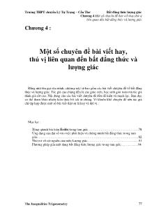 Bất đẳng thức lượng giác - Chương 4: Một số chuyên đề bài viết hay, thú vị liên quan đến bất đẳng thức và lượng giác