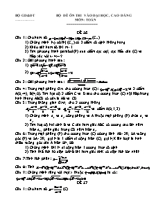 Bộ đề ôn thi vào đại học, cao đăng môn: Toán - Đề 16 đến 20