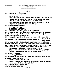 Bộ đề ôn thi vào đại học, cao đăng môn: Toán - Đề 21 đến 25