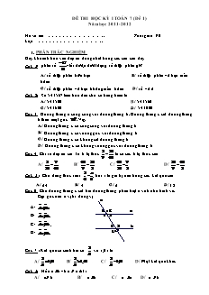 Bộ Đề thi học kỳ I Toán 7