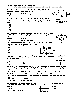 Câu hỏi trắc nghiệm 11 - Phần dòng điện không đổi