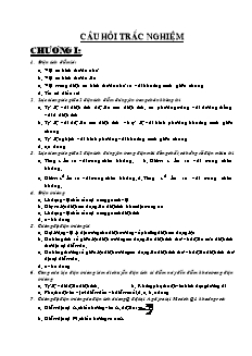 Câu hỏi trắc nghiệm Vật lý 11 - Chương I