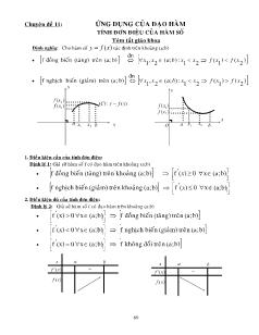 Chuyên đề 11: Ứng dụng của đạo hàm tính đơn điệu của hàm số