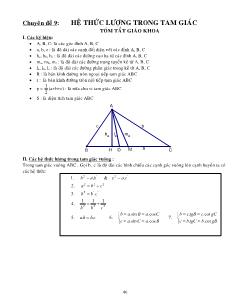 Chuyên đề 9: Hệ thức lượng trong tam giác