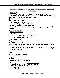 Chuyên đề: Các bài toán về tính giá trị các biểu thức chứa căn thức