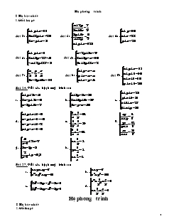 Chuyên đề Giải hệ phương trình