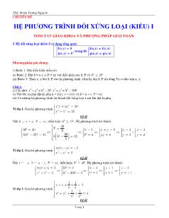 Chuyên đề Hệ phương trình đối xứng loại (kiểu) I