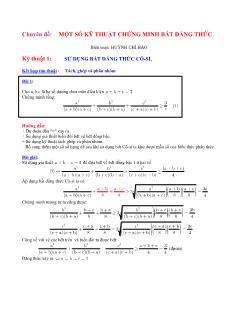 Chuyên đề: Một số kỹ thuật chứng minh bất đẳng thức