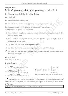 Chuyên đề Phương trình, Hệ phương trình - Trường THPT Lê Quảng Chí