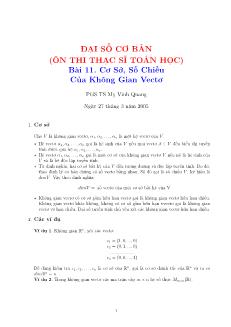 Đại số cơ bản (ôn thi thạc sĩ toán học) - Bài 11: Cơ Sở, Số Chiều Của Không Gian Vectơ