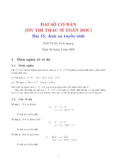 Đại số cơ bản (ôn thi thạc sĩ toán học) - Bài 15: Ánh xạ tuyến tính