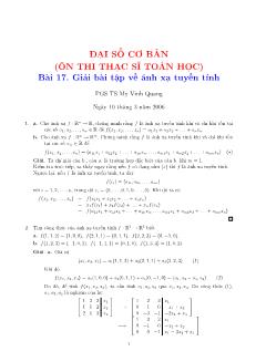 Đại số cơ bản (ôn thi thạc sĩ toán học) - Bài 17: Giải bài tập về ánh xạ tuyến tính