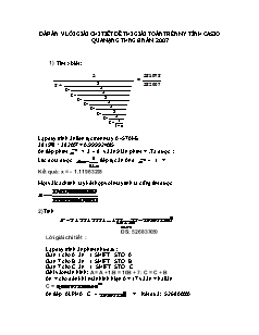 Đáp án và lời giải chi tiết đề thi giải toán trên máy tính Casio qua mạng tháng 8 năm 2007