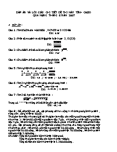 Đáp án và lời giải chi tiết đề thi máy tính Casio qua mạng tháng 6 năm 2007