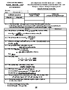 Đề chọn đội tuyển HSG lớp 12 THPT giải toán bằng máy tính Casio năm học 2008 - 2009