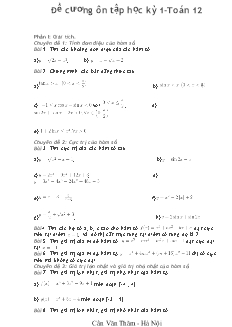 Đề cương ôn tập học kỳ 1-Toán 12