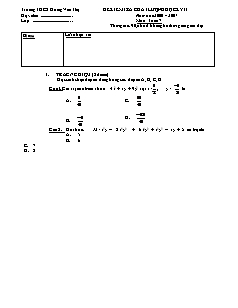 Đề kiểm tra chất lượng học kỳ II môn: Toán 7 - Trường THCS: Hoàng Văn Thụ