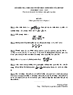 Đề kiểm tra cho đội tuyển học sinh giỏi của huyện - Đề số 1