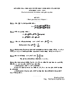 Đề kiểm tra cho đội tuyển học sinh giỏi của huyện - Đề số 3