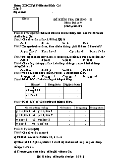 Đề kiểm tra chương II môn: Đại số 9