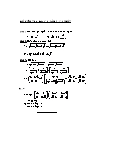 Đề kiểm tra Toán 9 - Lần 1