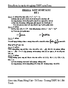Đề mẫu ôn luyện thi tốt nghiệp THPT môn Toán