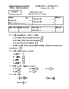 Đề thi chất lượng học kỳ I môn: Toán lớp 7 - Trường THCS Trung Sơn