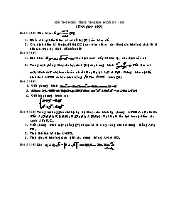 Đề thi học sinh giỏi tỉnh Thanh Hoá 07 - 08 môn Toán 12