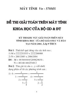 Đề thi khu vực giải toán trên máy tính khoa học của bộ giáo dục và đào tạo năm 2004 - 2007, lớp 9 THCS