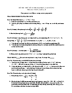 Đề thi thử số 25 thi đại học, cao đẳng - Môn thi: Toán, khối A, B