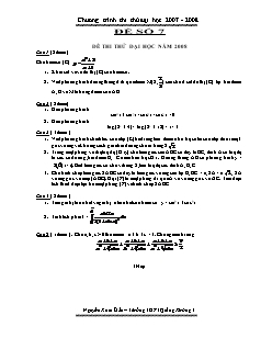 Đề thi thử số 7 - Thi thử Đại học - Môn Toán